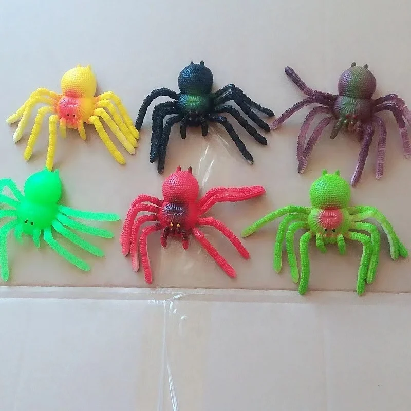 Wholesales TPR Super Stretchy Realistic Colorful Rubber Spiders Toys Party Plastic Rubber Spider Toy