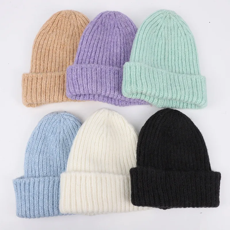 Wholesale 2024 New style popular fashion colorful winter knit casual all-match big head wrap warm knit outdoor original Beanie