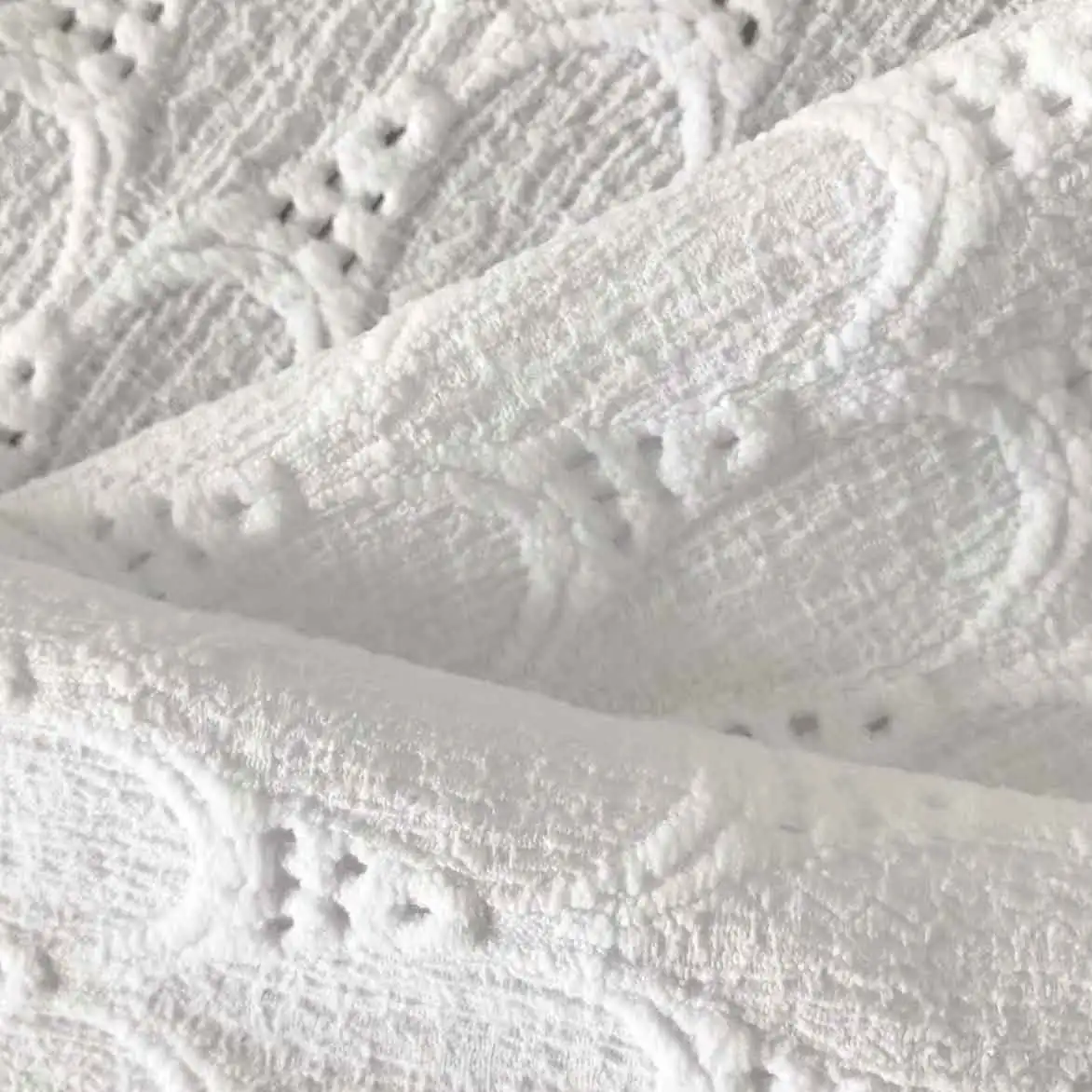 New Style White 95% Recycled Polyester 5% Spandex Jacquard Elastic Warp Knitted Mesh Fabric For Wedding