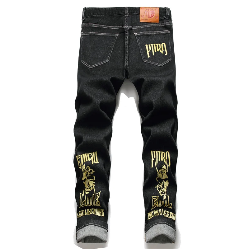AIPA Plus Size Baggy Hip Hop Loose Skateboard Denim Jean Trousers Solid Jeans For Men