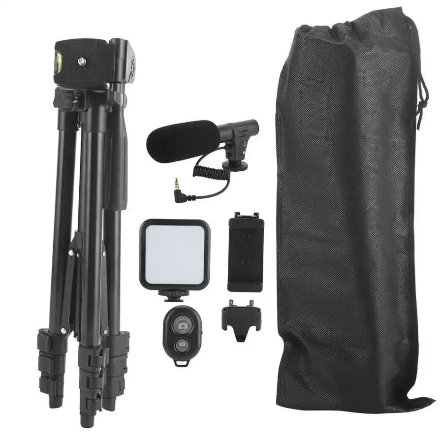  KIT-05LM Vlog съемки наборы фотостудия костюм с микрофоном светодиодное заполняющее освещение для регулируемый штатив-Трипод камеры