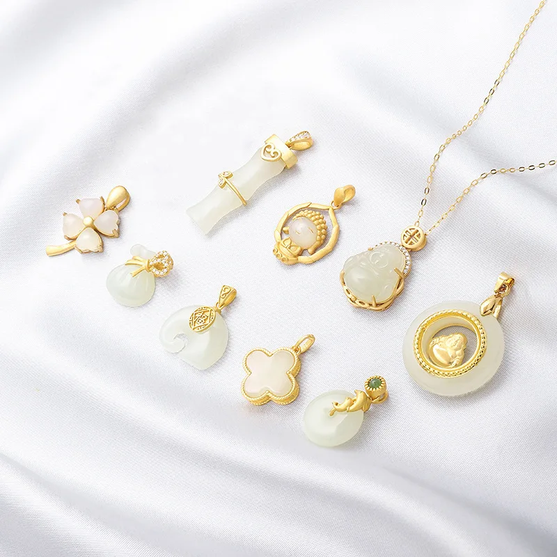 Wholesale nature Jade Buddha Necklace Jewelry 925 silver small Buddha Pendant Necklace