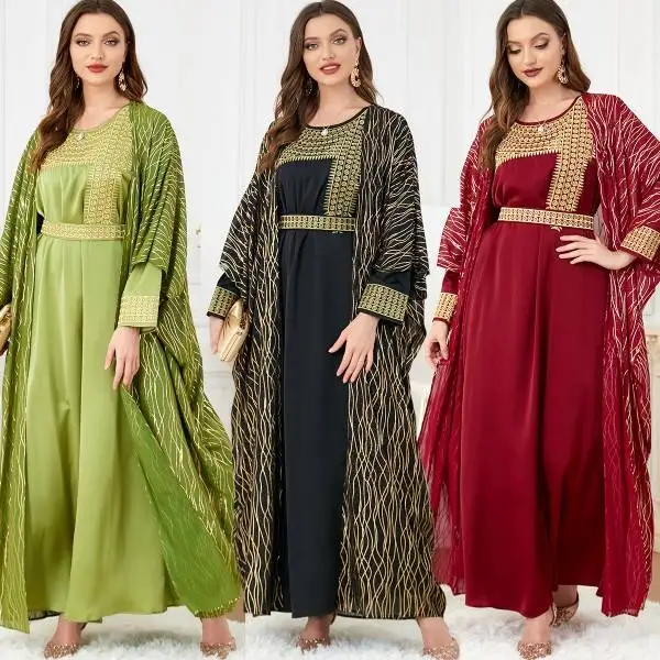 Wholesale traditional Muslim Clothing Turkey Solid Islamic Abaya Dubai Long Muslim dress For Women With Belt