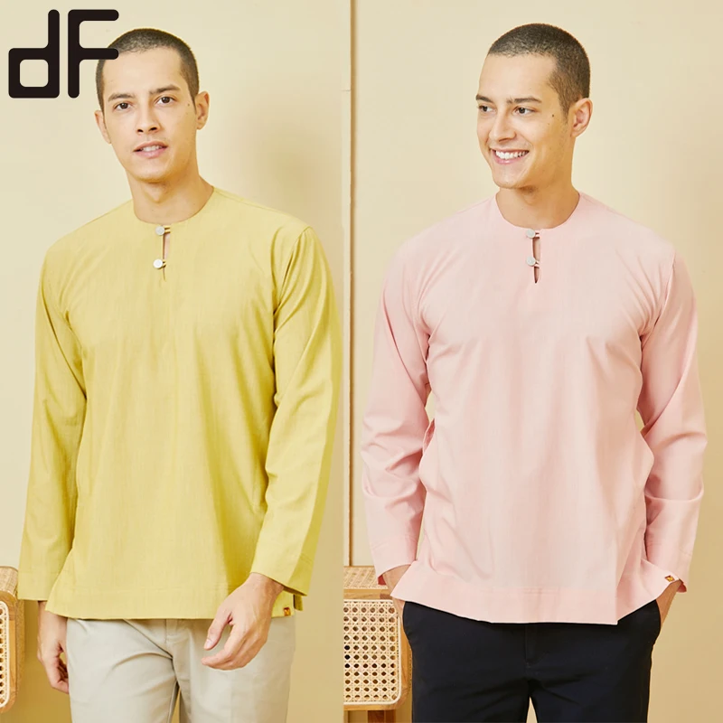 OEM Man Kurta Polyester Rayon Long Sleeve Shirt Muslim Malaysia Clothing Male Customized Metal Button Up Dhoti Kurta For Men