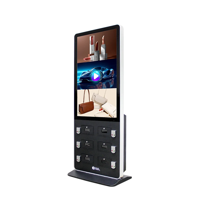 Phone wire Charger Kiosk lcd advertising smart phone wire charging Station 55inch phone charging digital signage with lock