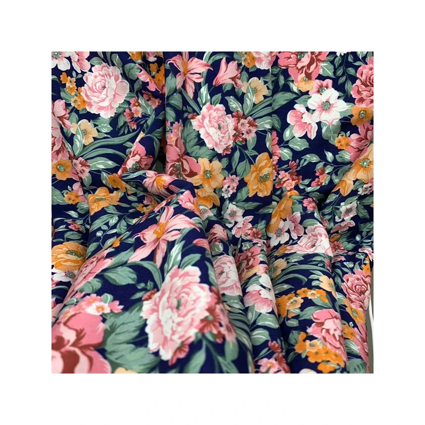 Professional custom summer thin cotton silk ethnic style printing fiber tie-dye rayon fabric