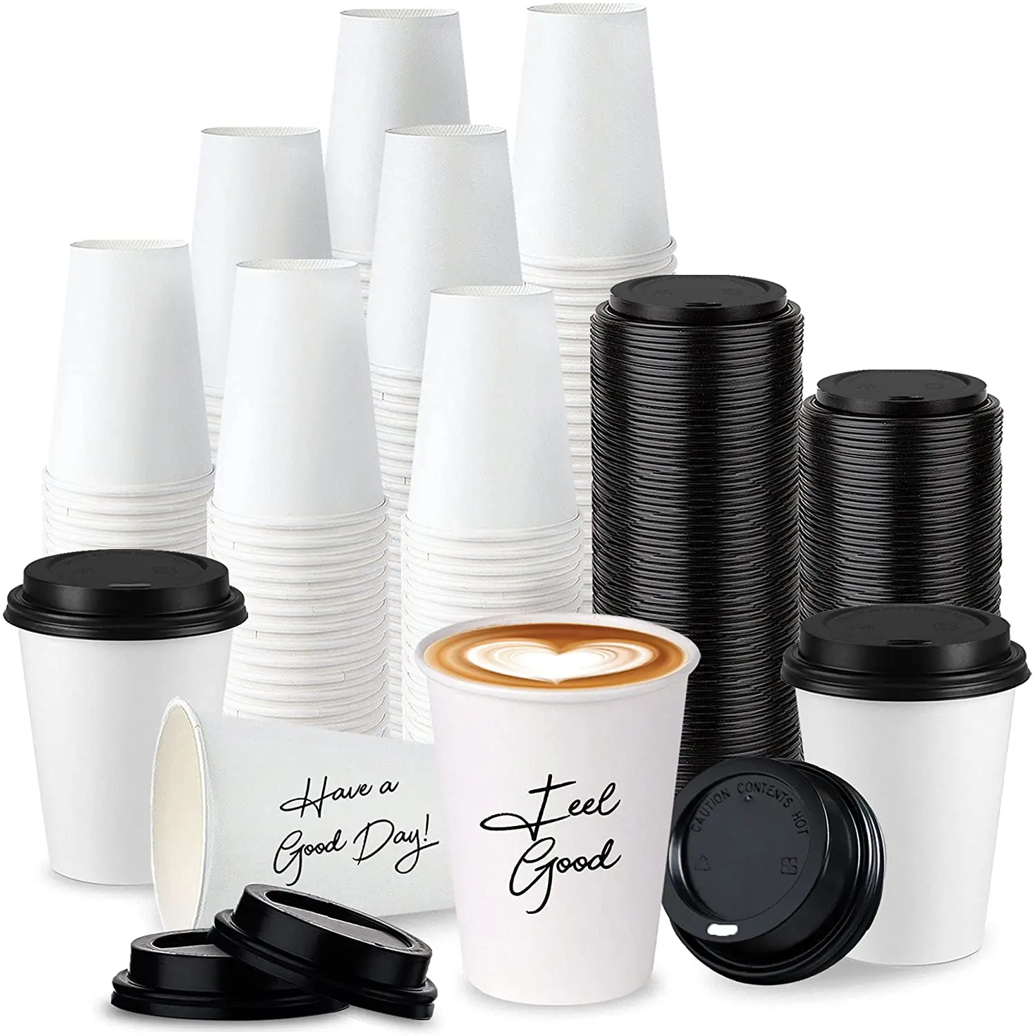 custom high quality print personalized disposable takeaway cappuccino espresso hot drink paper coffee cups with lids 16 oz