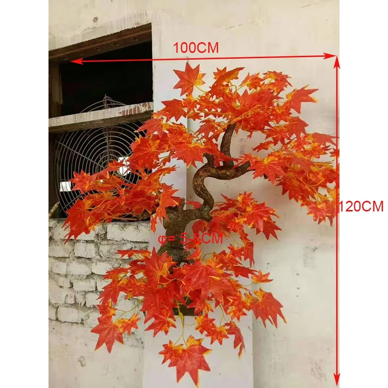 Mini artificial autumn japanese red maple tree with branches and leaves bonsai for sale