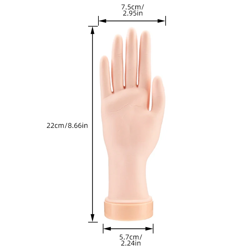 Movable Beginner Manicure Bendable Prosthetic Removable Mannequin Art Hand Silicone Model Practice Finger Nail Training Tool