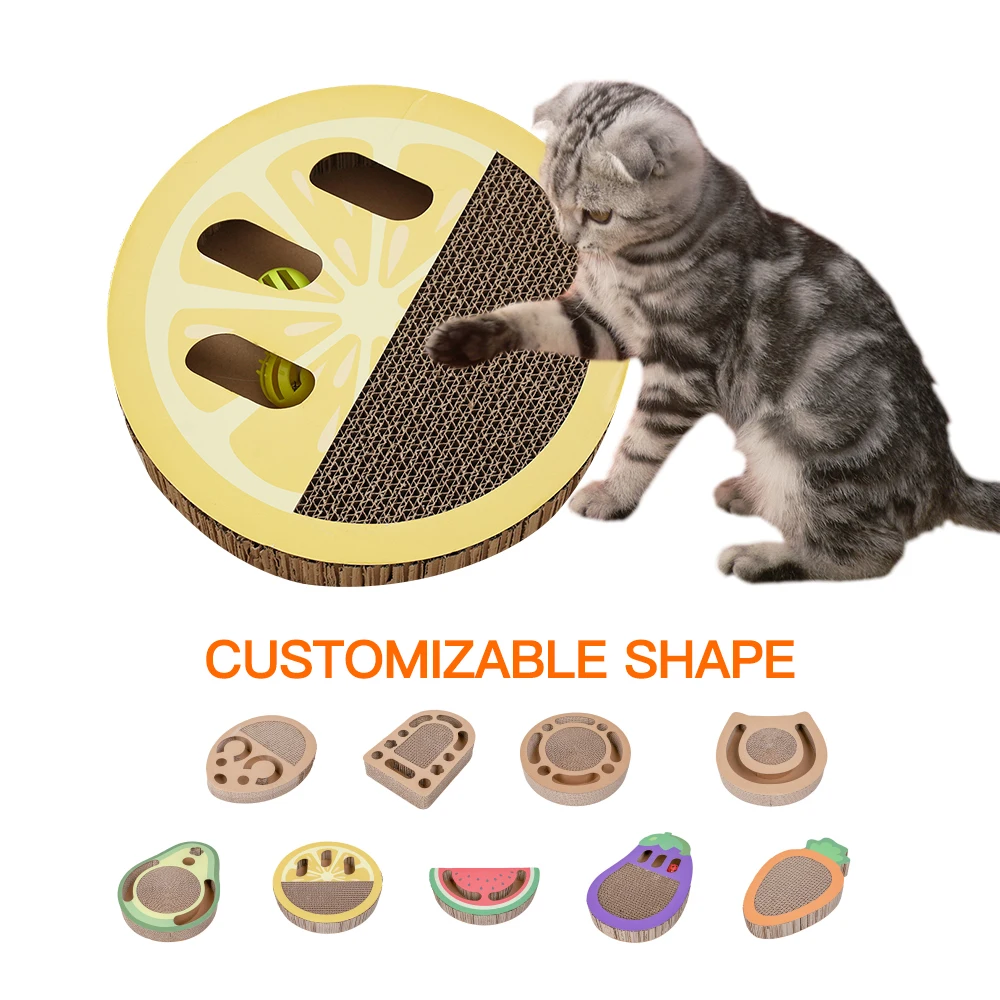 Manufacturer wholesale fruit shape pattern corrugated cat scratcher cardboard