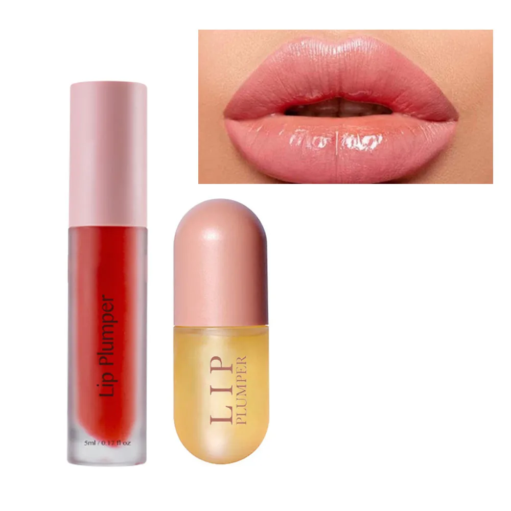 High Quality Custom Logo Nude Natural Hydrating Lipgloss Lipplumper Big Lip Plump Balm Plumper Capsaicin Capsules Plumping Gloss
