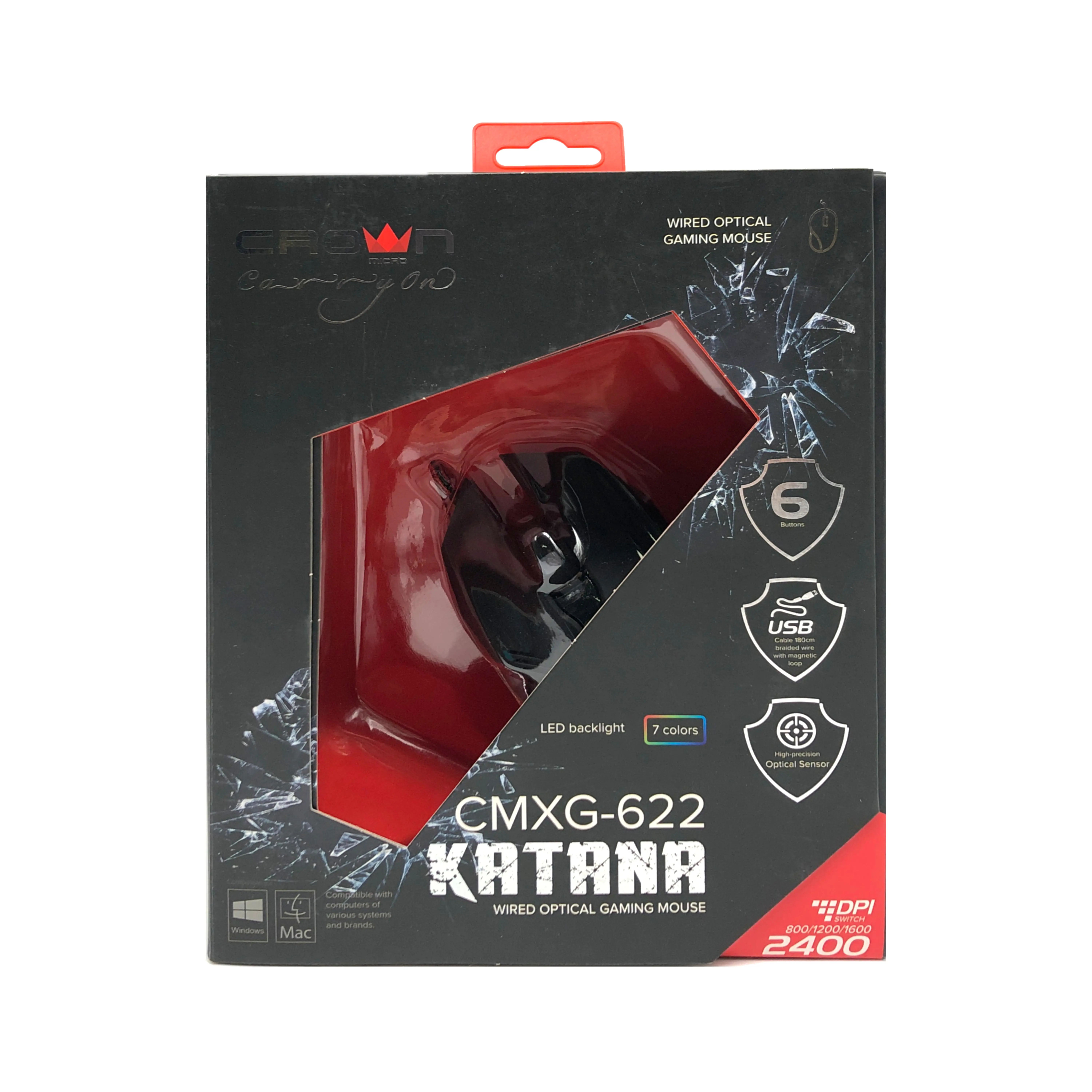 Crown Micro 7d ergonomic optical mechanical rgb wired mouse gaming mouse CMXG-622