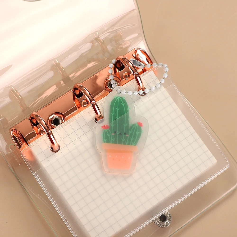 Mini Pocket 3 Ring Diary Notebook Journal Agenda DIY Photocard Binder Korean School Stationery Notepad Leather Binder 10 PVC