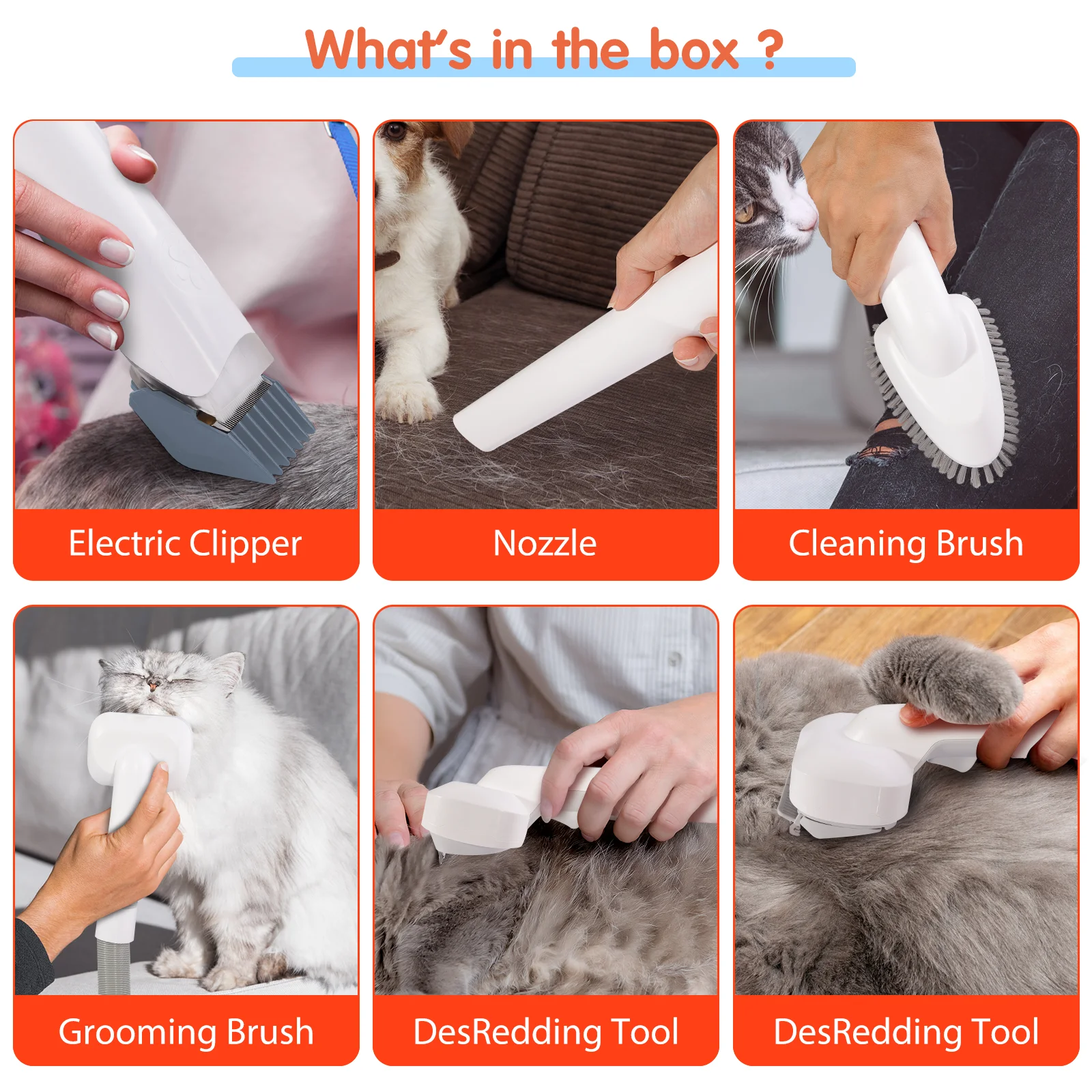 Electrique Professional Dog Hair Remover Cleaner pet grooming vaccum kit with vacuum suction