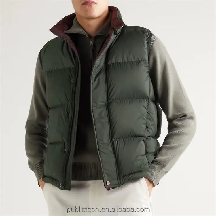 OEM Custom Funnel Neck Windbreaker Bubble Padded Puffer Down Vest For Men