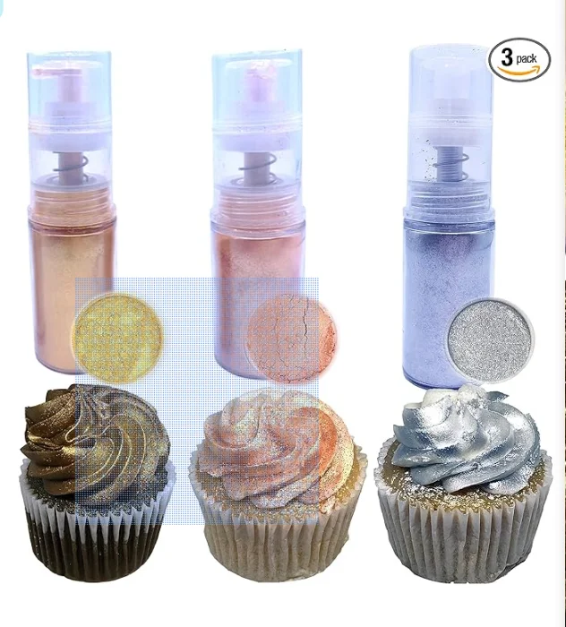 Food Coloring Gold/Silver/Rose Pearl Edible Glitter Luster Dust for Dessert Cakes Cocktail Drinks