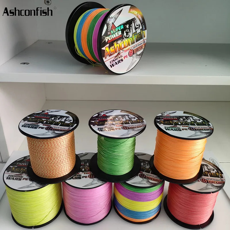 ASHCONFISH UV light  HALO Orange 1000 M 8 Strand Braided Fishing Line Fly Saltwater Sea Japan Braided Fishing Line