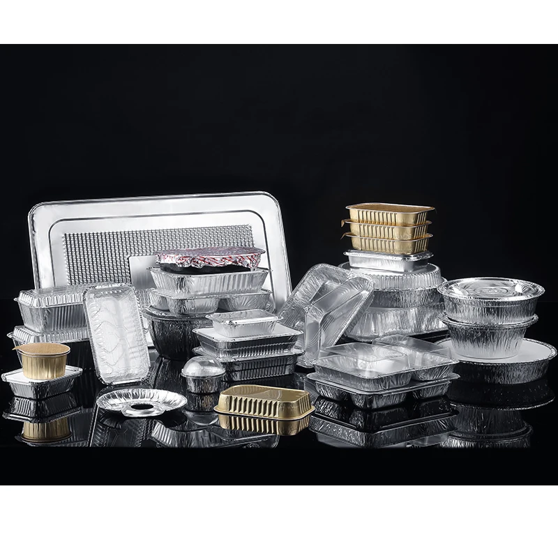 2L 31*21*4cm 6 portions Barquettes Alu Jetables Traiteur aluminium foil disposable food container with lids REC31214I-PS