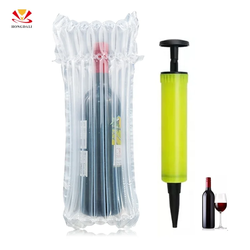 Transparent Inflatable Bubble Cushion Wrap Material Protective Air Column Bag For Wine Bottle Packing,