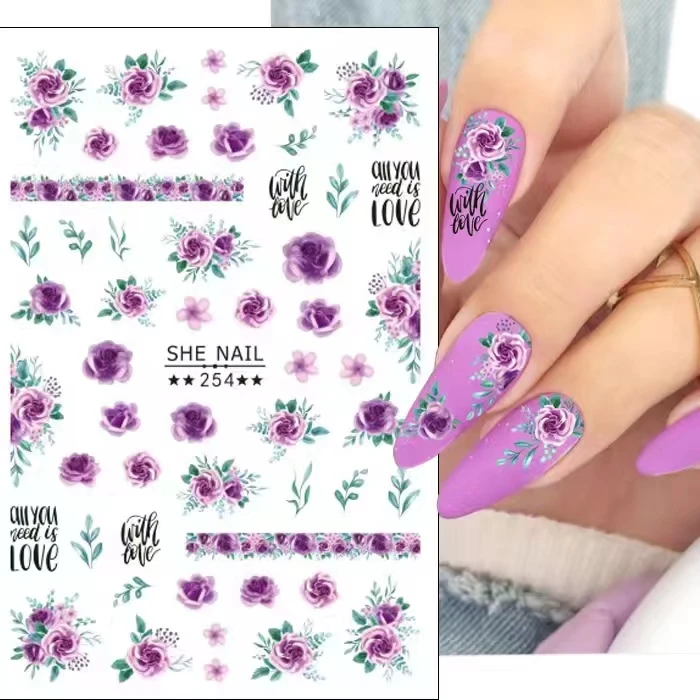 Retro Ancient Rose Flower Sticker Wraps Other Nail Supplies 3D Floral Blossoms Nail Art Tips  Korean Floral Nail Foil