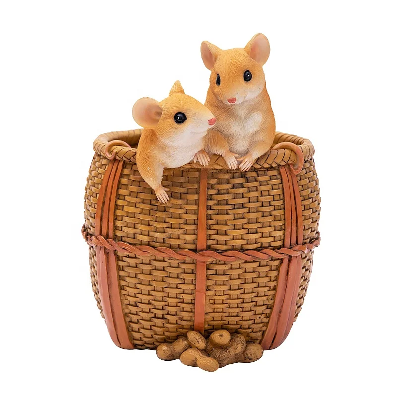 handmade crafts chinese style mouse statues office accessories pencil holder