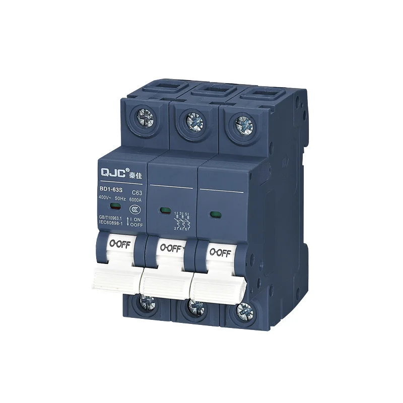 QJC AC 400V 63A 6KA OEM ODM Mini Mcb 2 Pole Industrial Miniature Circuit Breaker mcb