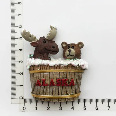 Creative Alaska Cultural Tourism Souvenir Stereotypical Hand Painted Decorative Refrigerator Magnet Resin Refrigerator Magnets
