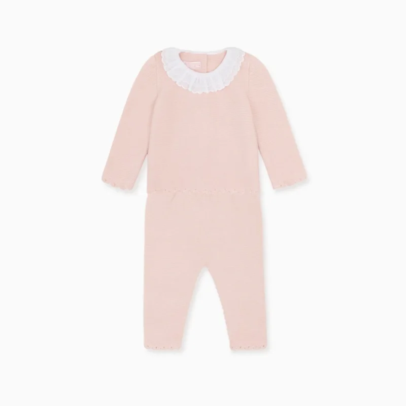 Cute Toddler Girl Autumn Fashion Knitting Sets Comfortable Babies Clothing Pink Cotton Baby Girls Knitted Set Home Playwear Item