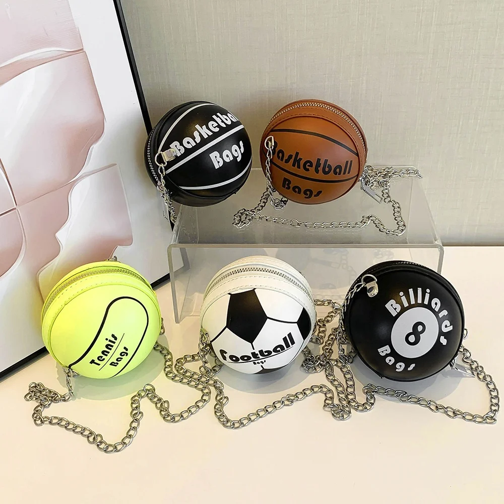2024 New Design Ladies Cute Ball Shaped Mini Bag Chain Shoulder Crossbody Girl Kids Coin Purse Women Mini Bag
