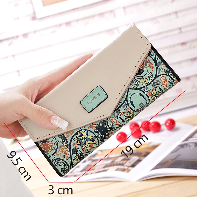Vintage Print Wallet For Women Budget Wallet With Cash Envelopes Purse ID Credit Card Holders Ladies Leather Wallet