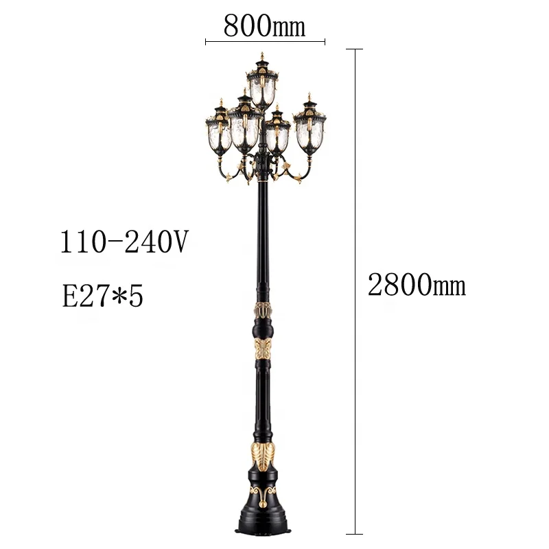 courtyard street light waterproof LED 5 lamp antique garden lamp