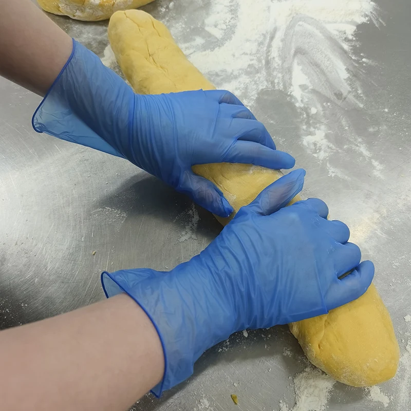 Food Processing Cleaning Safety Black Blue Vinyl Gloves