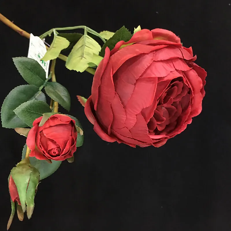 Sen Masine 60cm Home Decoration Real Touch Silk Flowers 2 bud Roses Multi Color Artificial Red Rose with stem