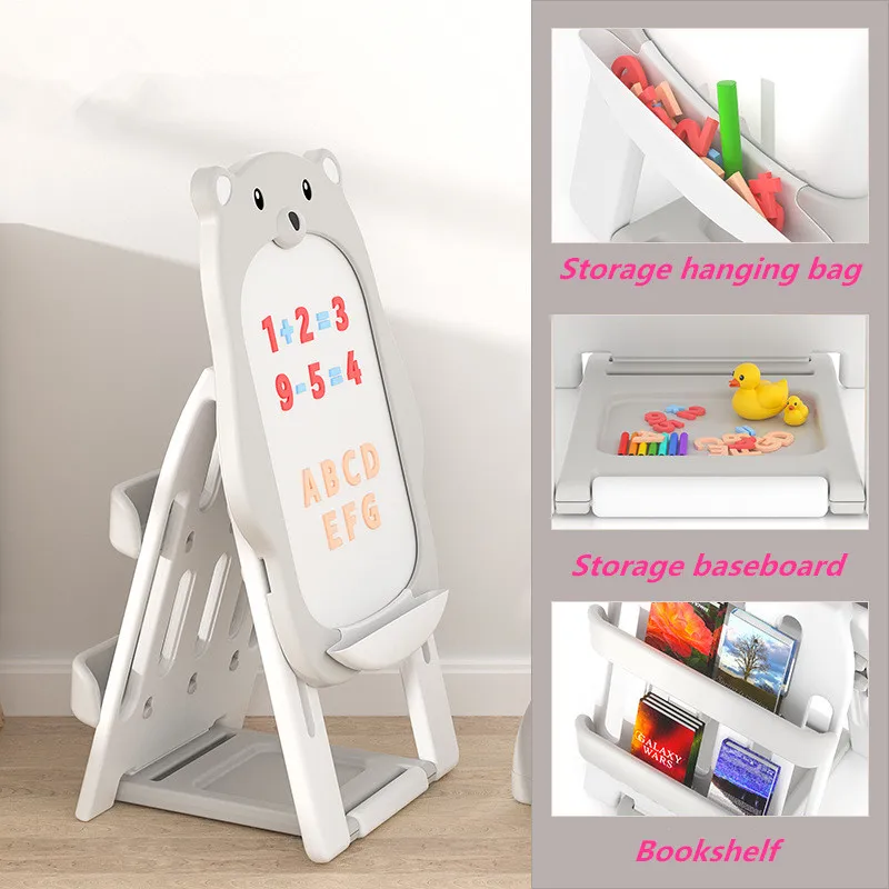 Kids Art Easel with Magnetic Chalkboard & White Board Adjustable Standing Painting Drawing Board for Toddler Education Gift