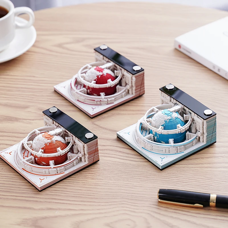 Customized 2023 Earth Saving 3D Paper Carving Calendar Notes Paper Tearing Creative Desk Calendar Table Decoration Gift