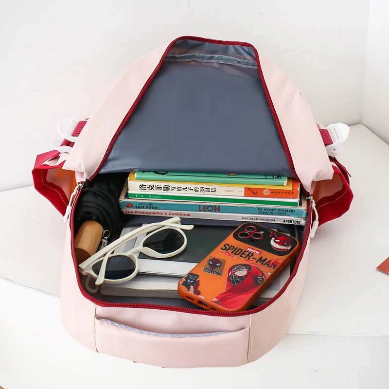 Middle School Backpack Instagram Style Backpack 2024 High School Girls Large Capacity Four Piece School Bag