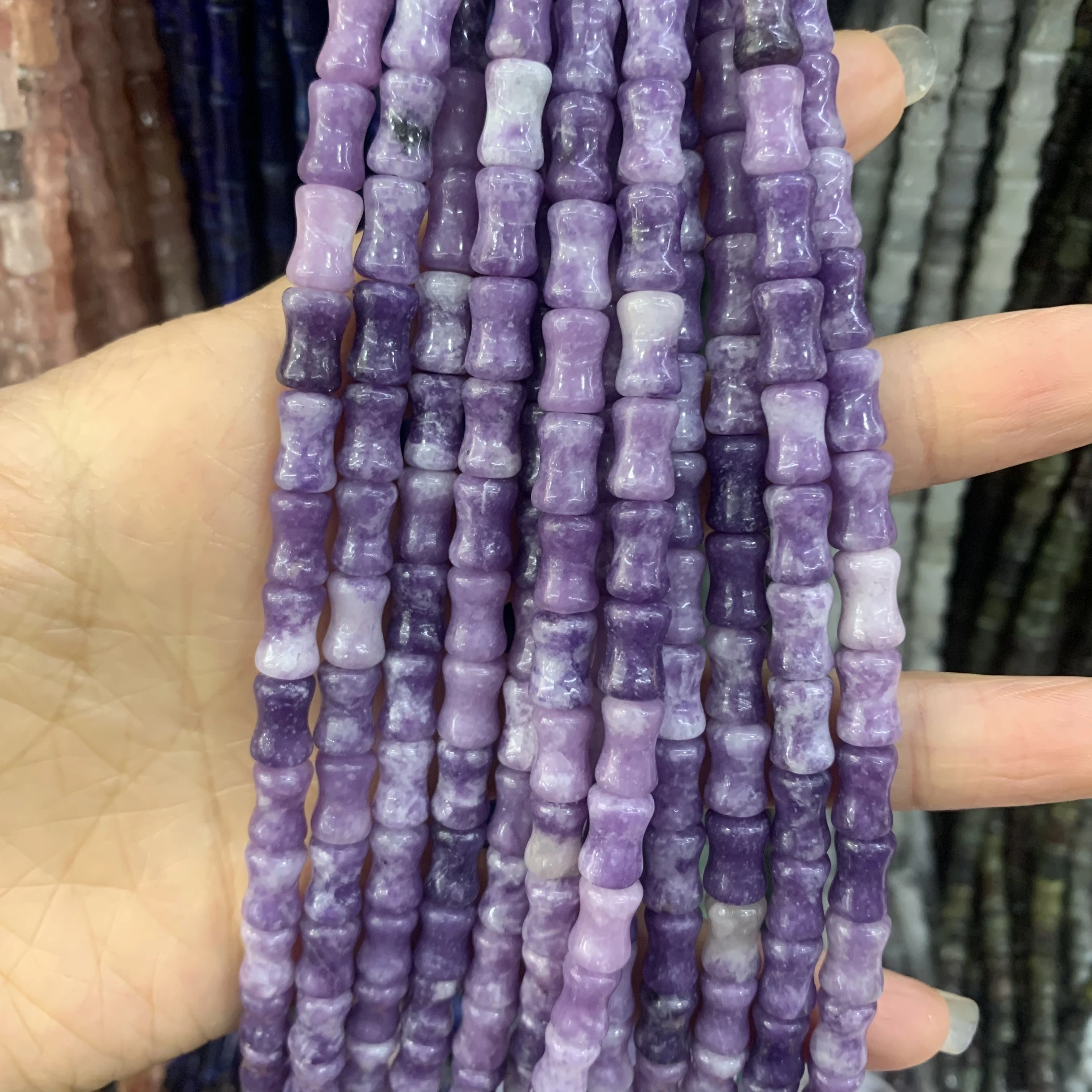 Wholesale 6*9mm Natural Stone tiger eye Jade Crystal Bamboo Shape Bead Loose Spacer Lucky Bead For Jewelry Making