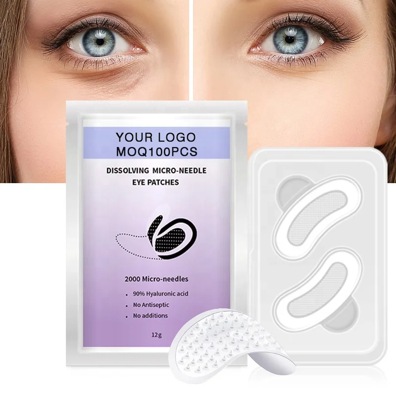 Design Safe HA Based Anti-wrinkle Dissolving Microneedle Eye Patches Hyaluronic Acid Microneedneeding Injection Eye Mask