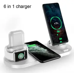 Hot Style Wireless Phone Charger  Charging Station Qi 15w Fast 6 in 1 Wireless Charge For Samsung