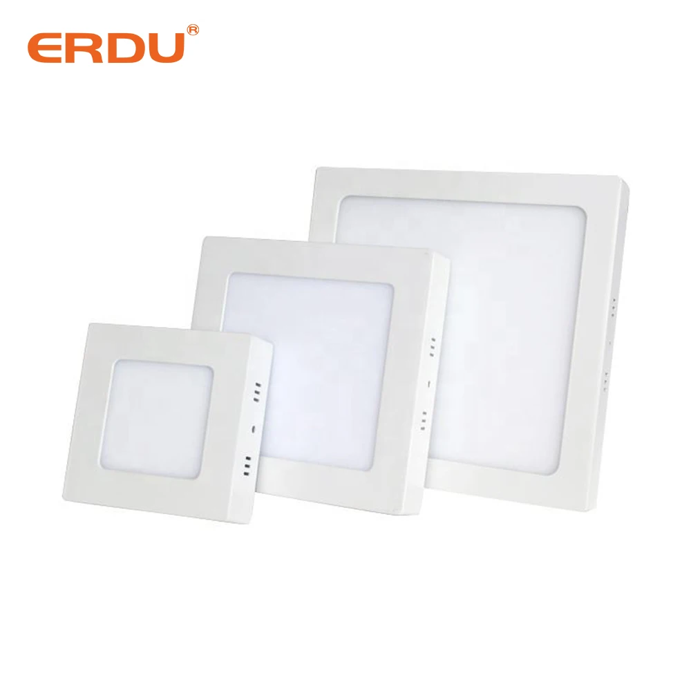 ERDU Surface Mounted Indoor Lighting Aluminum Smd Round Square Ceiling Led Slim Panel Light