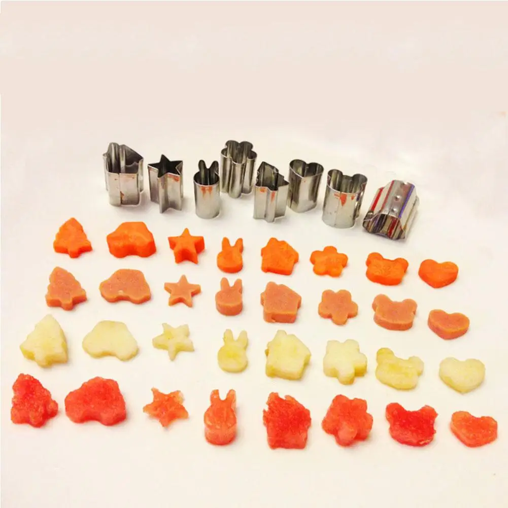 
10pcs/set Fruit Cookie Cutter Mold Hedgehog Box Design Mini Stainless Steel Mould Biscuit Fondant Kit 