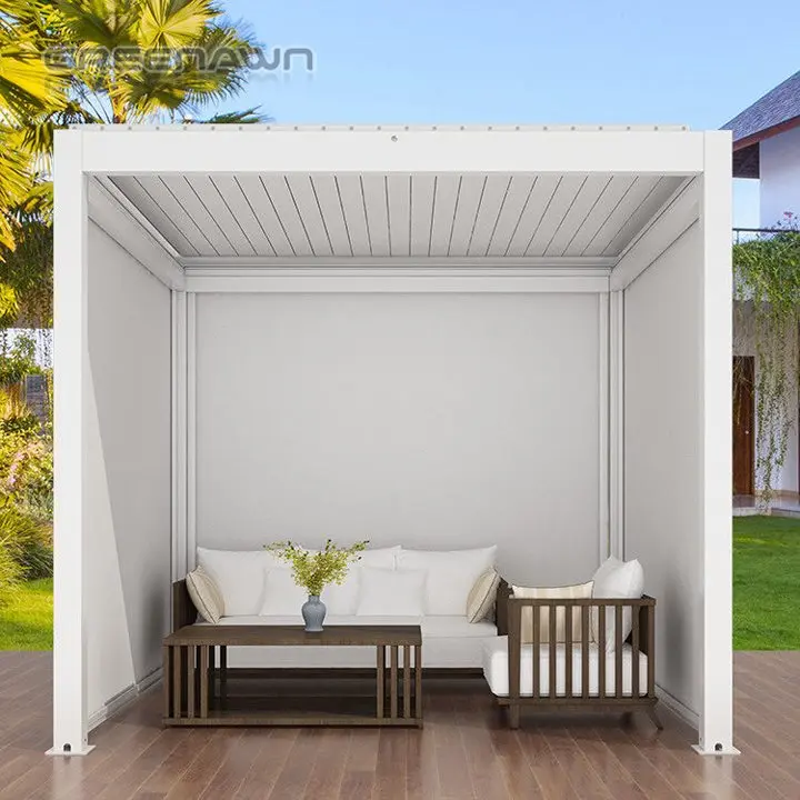 High Quality Electric Durable Garages Canopies Outdoor Rainproof Gazebo Garden Buildings Aluminium Pergola