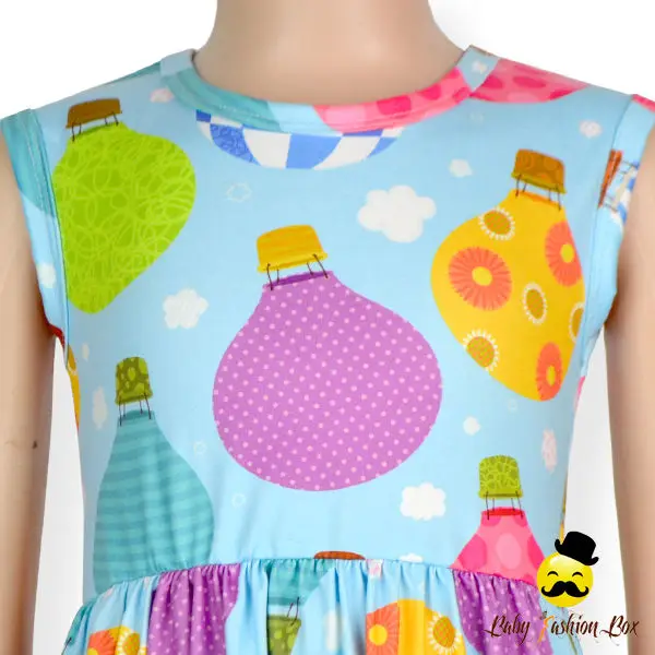 Yihong  Baby Girls Printed Hot Air Balloon Sleeveless Children Frock Design For 0 to 6 Years Old Girls