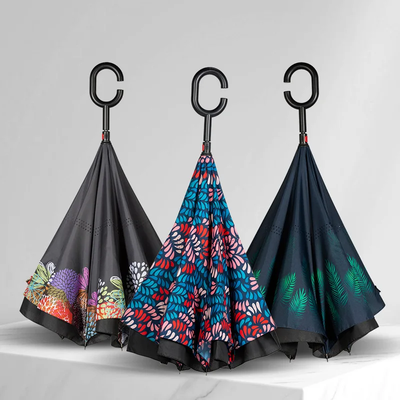 Double Layer Reverse Umbrella Car Special Hand-Free Sun Protection UV Protection Umbrella Automatic Reverse Umbrella