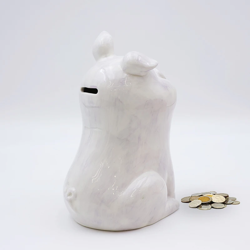 Wholesale kids for birthday gift piggy bank custom children cute white ceramic pig shape money and coin piggy bank
