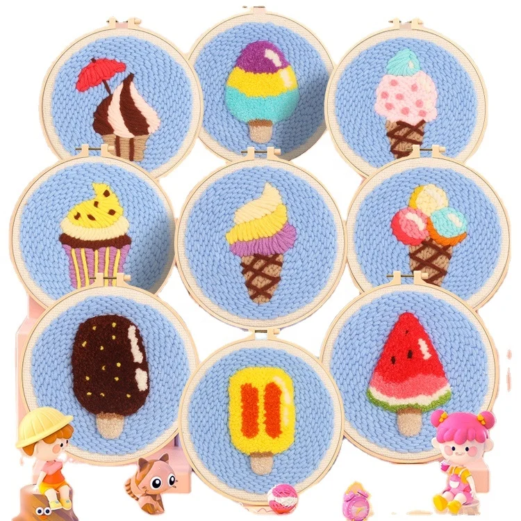 DIY Needle Punching Embroidery Kit girl Animal Decoration Gift Diy Kit For Beginners Hand Embroidery Poke embroidery home decor