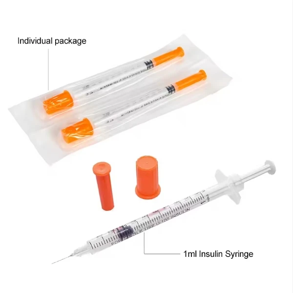 Hot Selling 0.3 ml 0.5ml 1ml Medical Disposable Insulin Syringe For Insulin injection, used to treat diabetes