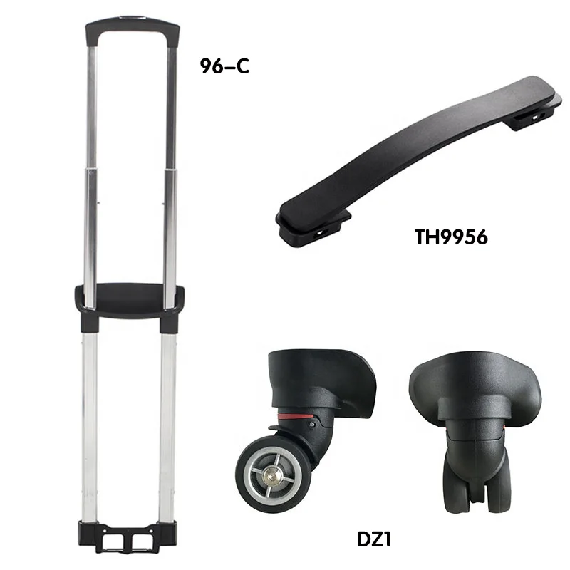 Guangzhou custom bag parts & accessories sale luggage accessories parts durable luggage aluminum trolley handles,rubber wheels
