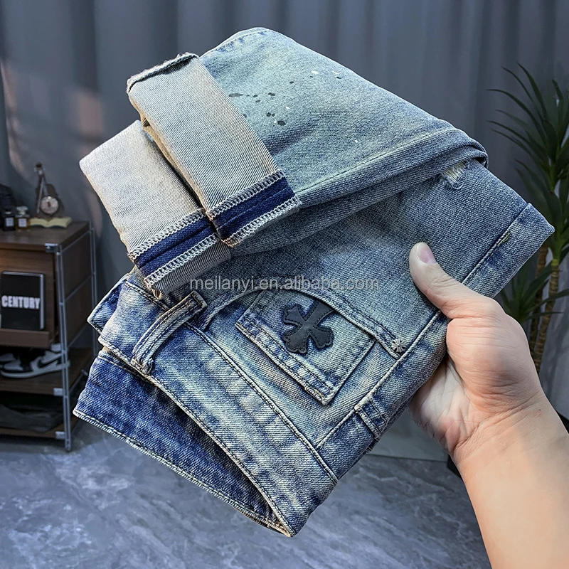 2024 Autumn and Winter Fashion Versatile Slim Fit Straight Leg Jeans Factory Wholesale Custom Embroidered logo Jeans