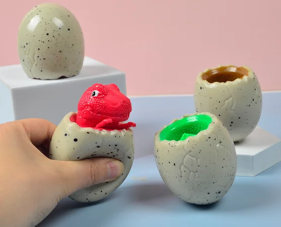 Novel toy dinosaur egg extrusion toy dinosaur cup vent ball soft rubber vent eggs